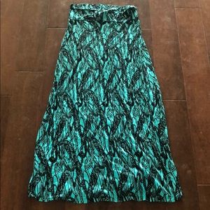 Blue + Black Patterned Maxi Skirt